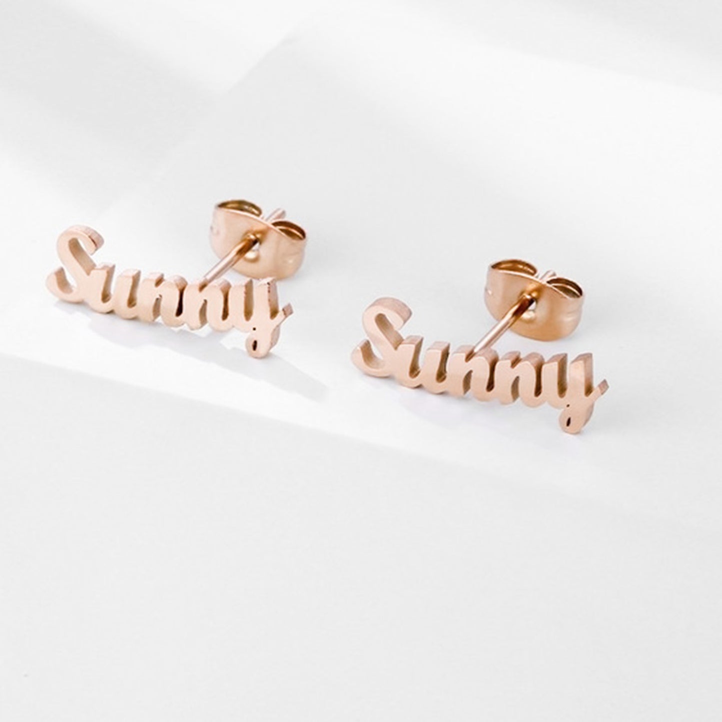 Image of Custom Name Earrings in 18 K Rose Gold from Custom Name Jewelry