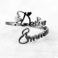 Custom Name Jewelry's image of a double-name ring in black plating.