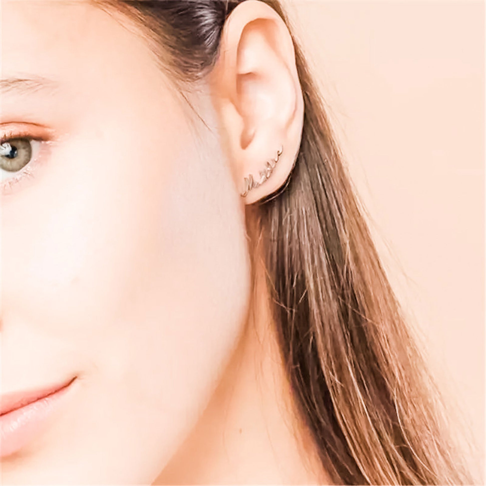 Image of Handwritten Custom Name Earrings featuring personalized earrings in rose gold